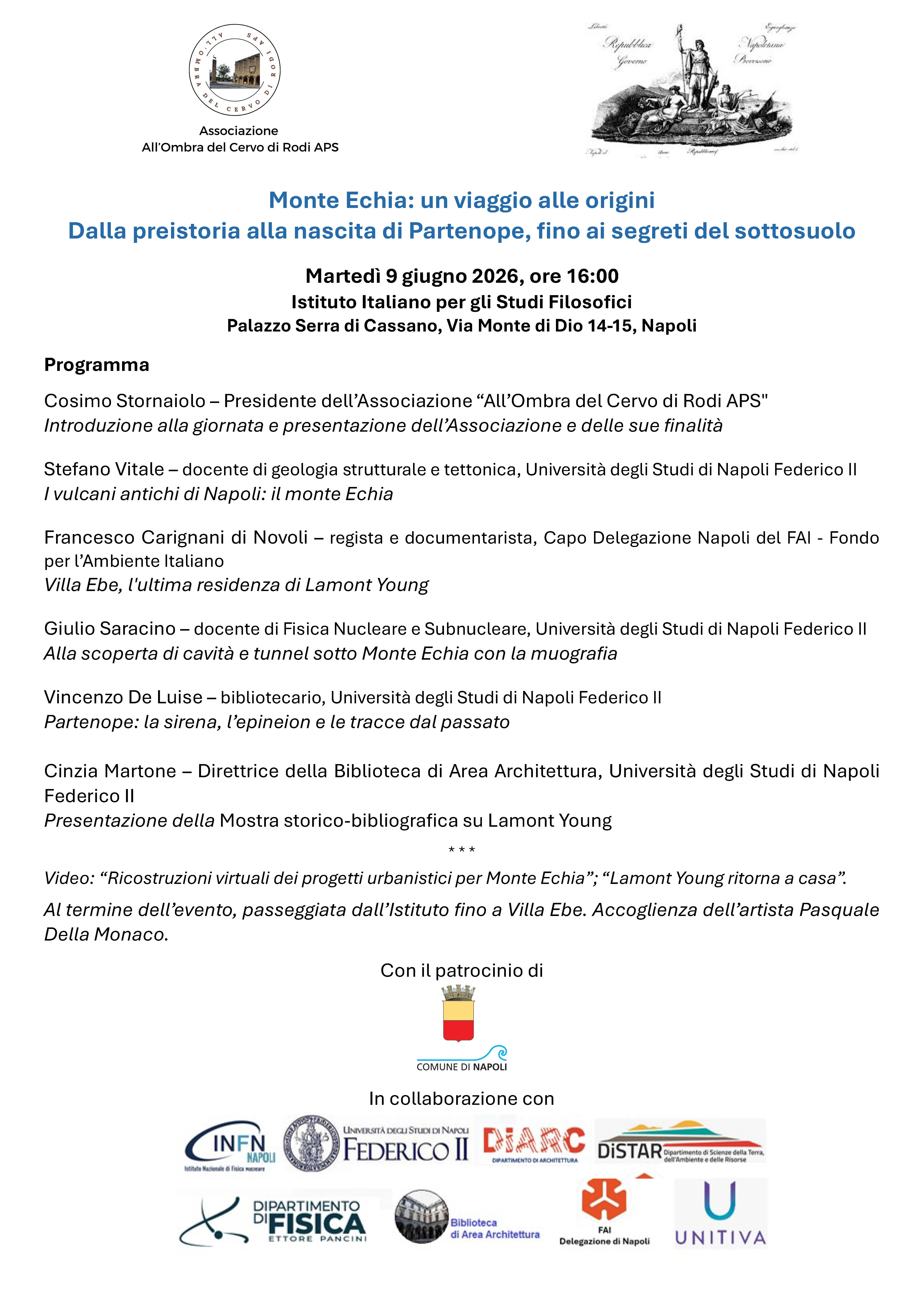 Programma evento Monte Echia 9 giugno 2026